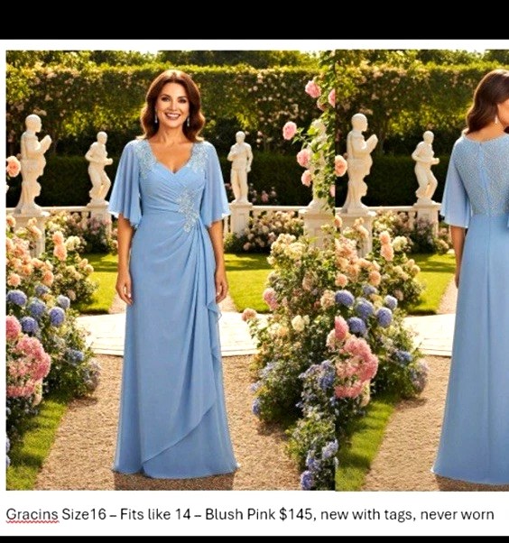 ebay blue bridesmaid dresses Chiffon for sale Size:12 AU/UK (8 US) final-sale::false Velvet Dress With Gold