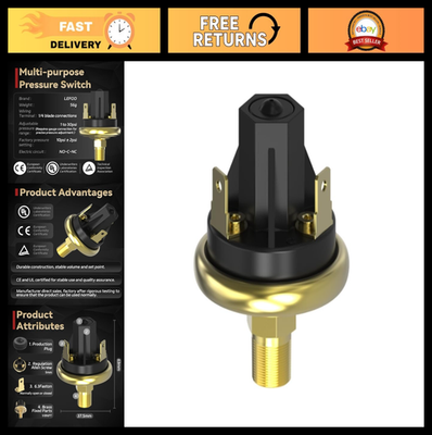 #ad Adjustable Air Pressure Switch 10psi±2psi Control for Air Oil Water Applicatio $67.99