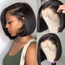 13x4Lace Front Wig Straight Short Bob Wig Human Hair Pre Plucked With Baby hair