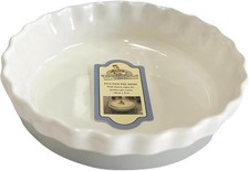 Classic Stoneware Glazed Round Deep Ceramic Fluted Edge Pie Dish 20/23/26cm