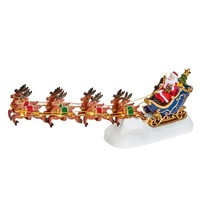 Weihnachtsmann Schlitten Und Rentier 34Cm Led Beleuchtung Dekoration