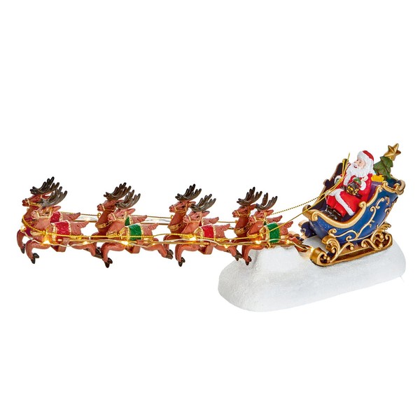 Weihnachtsmann Schlitten Und Rentier 34Cm Led Beleuchtung Dekoration-image