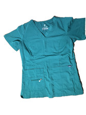 Adar Medical Uniform Scrub Top Women Small Teal Green Fit V-Neck