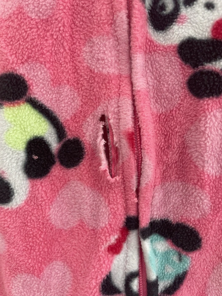 Circo Kid Girl 1-Piece Cute Panda Cozy Fleece Footie Long Sleeve PJs Pink Red XS - Image 3 of 4