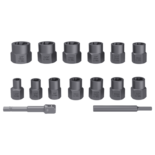 "15Tlg 3/8\" Schraubenausdreher Nuss Stecknuss Ausdreher Linksausdreher 8-19Mm"-image