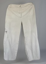 Chicos Mid-Rise Cotton Blend Zip/Button Beige Cargo Capris Pockets Stretch 14R