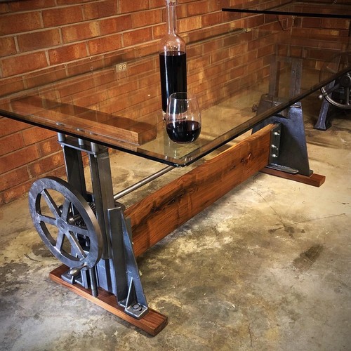 Beach Manufacturing Co. Cast Iron and Black Walnut Crank Table Base eBay