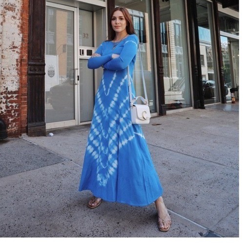 white tie dye long sleeve dress 