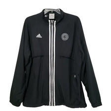 Vtg Adidas White Three Stripes Black Zip Windbreaker Lined Vent Men Jacket M