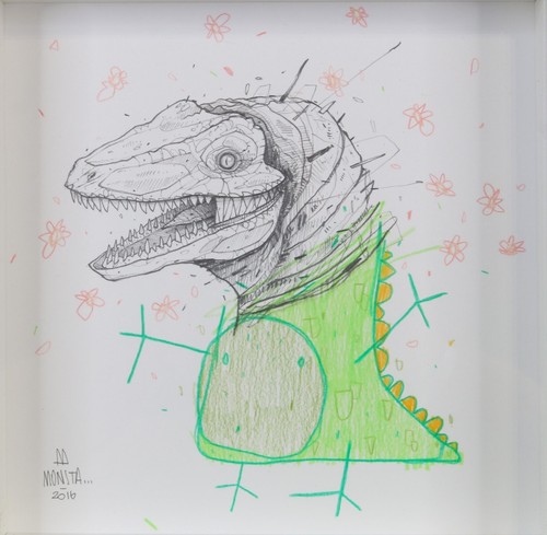 MONSTA Dessin Original signée +Sticker banksy,shepard fairey,martin whatson,snik - Imagen 2 de 8