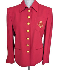 Christian Dior Red Rasberry Wool Single Breasted Logo Jacket, 6, New, Vintage
