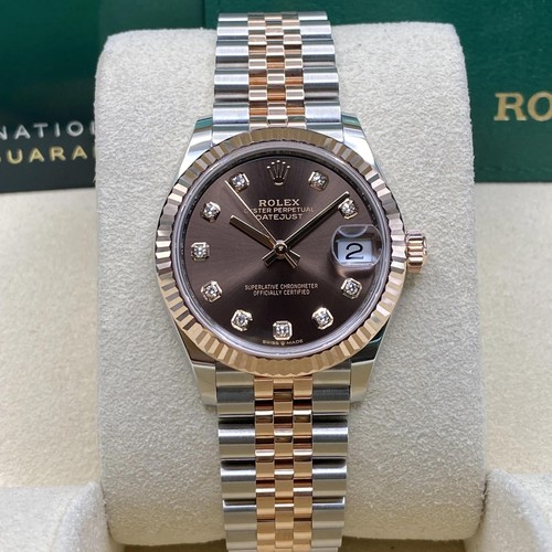 Montre Rolex Datejust 278271 acier or rose cadran chocolat diamant B&P 2024 - Photo 2 sur 7