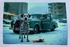 Printed 13x9cm HQ AI ART Image Picture Dalmatian Rolls Royce Crime Scene Creepy