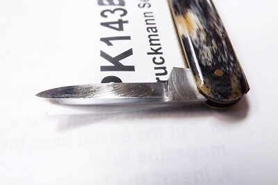 E. Bruckmann Mann Medium Senator 1950s Pen Pocket Knife Horn
