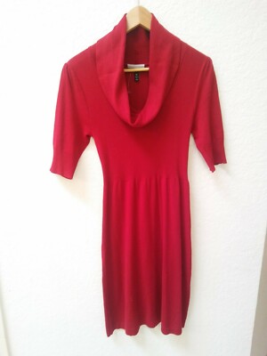 NWOT Allison Brittney Fit & Flare Dress Red Cowl Neck Short Sleeve Sz  Medium | eBay
