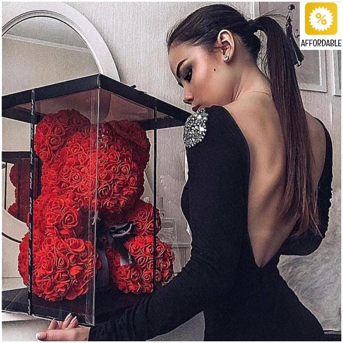 Artificial rose cheap teddy bear