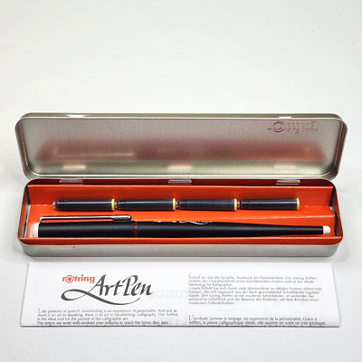 Rotring Art Pen W . Germany Fine Nib Fountain Pen w Extra Ink Cartridges & Case