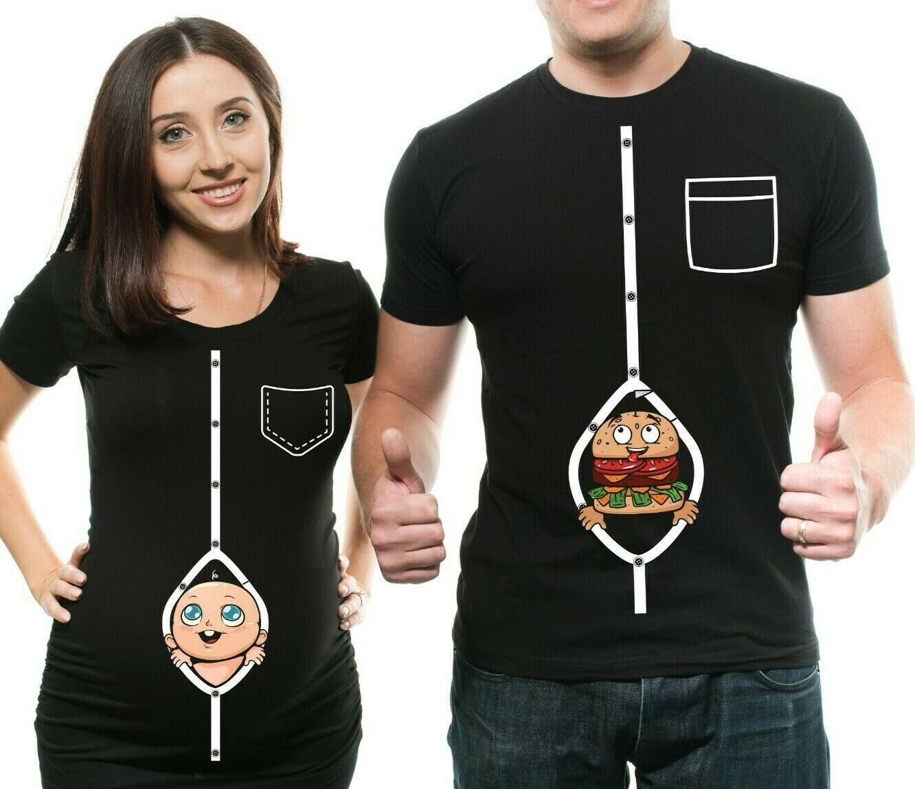 spiller Magtfulde Overskrift Pregnancy Funny Couple T-shirts Pregnancy Announcement Funny Maternity T- shirts | eBay