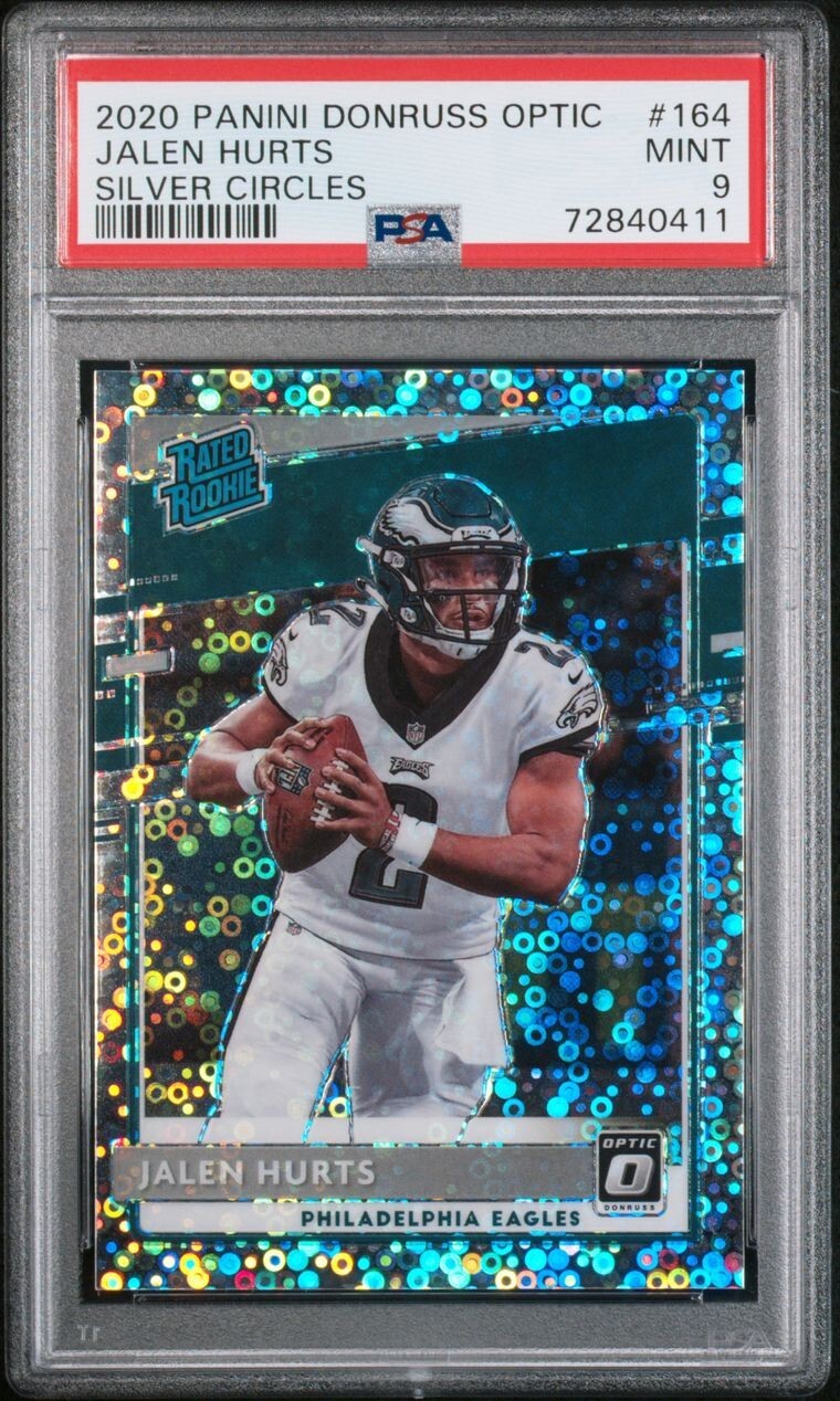 2020 Donruss Optic Jalen Hurts Silver Circles /125, PSA 9, Rookie