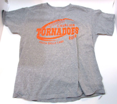 2022 Cavalier Tornado Youth Skills Camp Orange on Gray Cotton Kid's Sz Lg Tshirt