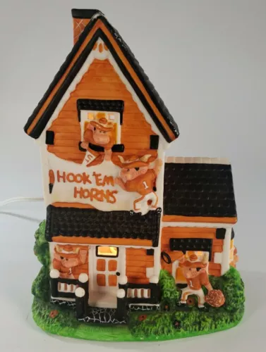 College Treasure University Of Texas Longhorns Hook-’em Horns Bevo Lighted House