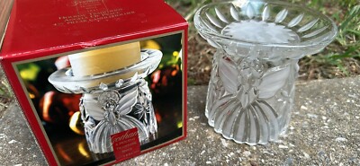 Candle Holder Gorham Crystal Pillar ''Angel Of peace'' New