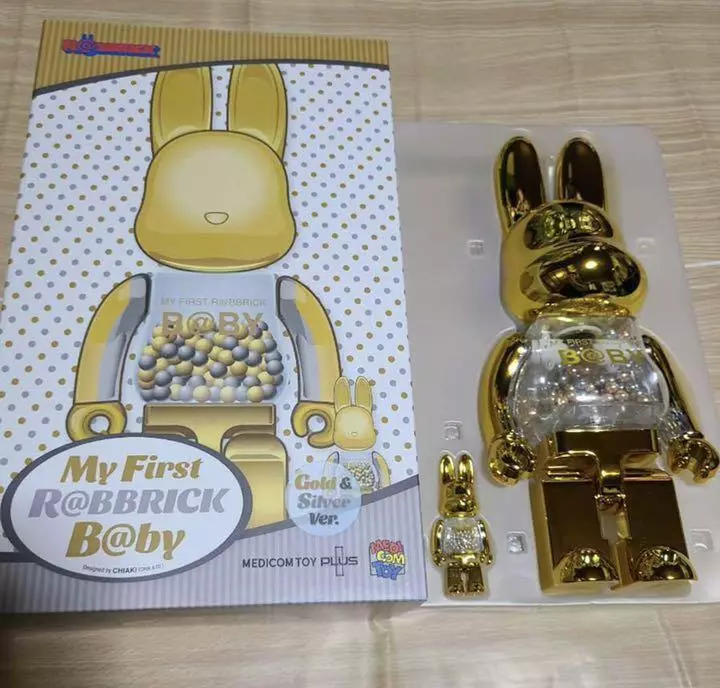 千秋暴力熊 MY FIRST BE@RBRICK B@BY _木熊 CHIAKI gold&Silver Ver. 100%+400% Medicom