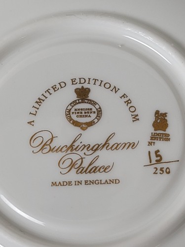 Queen Elizabeth II Buckingham Palace Limited Ed. 15/250 Tea Cup & Saucer Blue - Picture 10 of 11