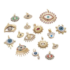 Fashion Gold Evil Eye Charms for Jewelry Makings CZ Evil Blue Eye Pendant DIY