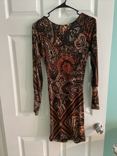 Baby Phat Ruched Body Con Dress Long Sleeves Size S V Neck - Picture 8 of 12