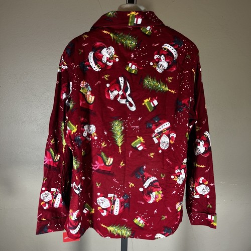 NWT Women’s Wondershop XXL Pajama Top Christmas Red Santa Button Up - Picture 5 of 11