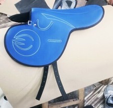 Synthetic Exercise Saddle Blue with Stirrup Lightweight Racing All Size
