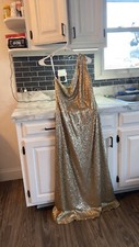 Christina Wu Collection Gold Sequins Bridesmaid Dress Size 14