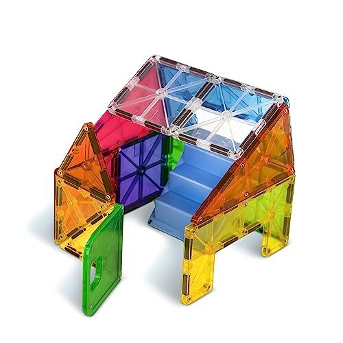 MAGNA TILES Casa Set 28 Pezzi Blocchi Costruzioni Magnetici Multicolore per Bambini - Foto 7 di 8