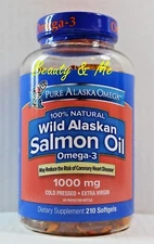 Pure Alaska Omega-3 Wild Alaskan Salmon Oil 1000mg, 210 Softgels *HEART HEALTH*