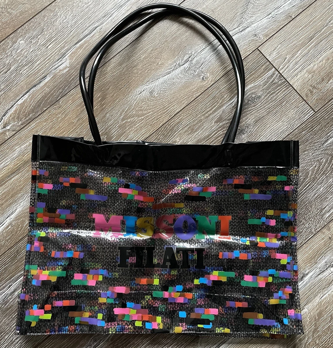 Rare Vintage MISSONI FILATI Vinyl Transparent Knitting Tote Bag