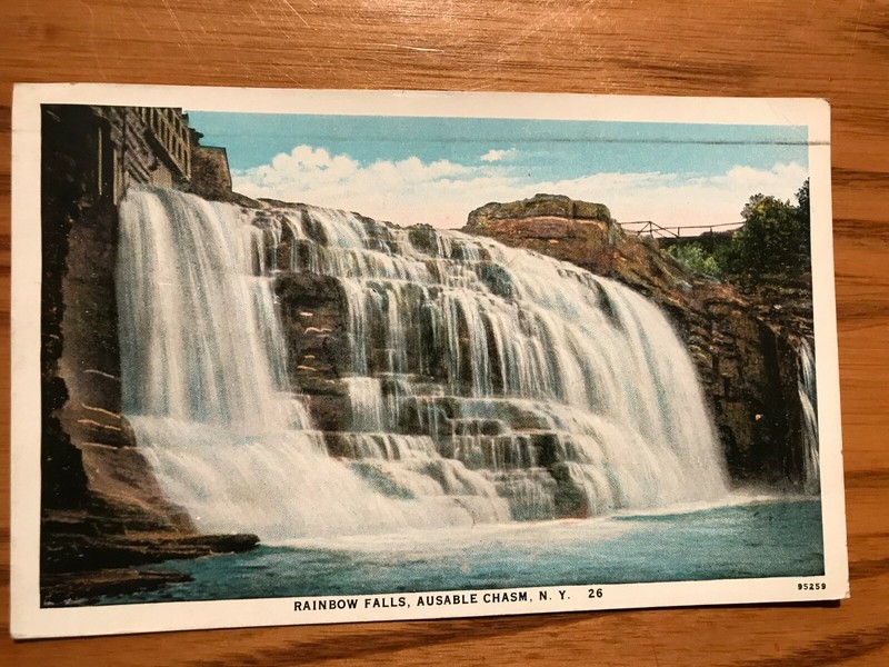 Vintage postcard - Rainbow Falls, Ausable Chasm, Keeseville, N. Y. - Posted 1929