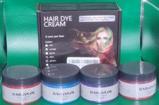 4 Colors Temporary Plant Hair Dye Cream -Red, Orange, Purple, Blue-EXP-07-2025