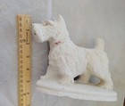 VTG Westie Scottie Dog Plaster Type Material White Figure R/D Collar BLK Details — photo 5