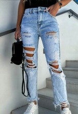 NEW Distressed High Waist Jeans 6 8 10 12 14 16 S M L XL 2X
