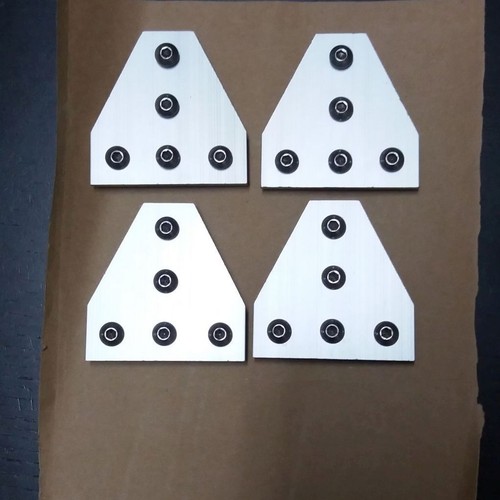 Aluminum T-slot 20x20 profile 5-hole flat 60x60x4mm plate +T-nuts +Screws, 4-set - Picture 4 of 10