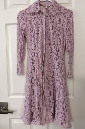 Nanette Lepore Women Size 2 Purple Spring Bloom Sugar Plum Button Lace Dress - Picture 1 of 5