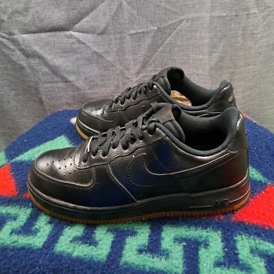 Size 8 Nike Air Force 1 Men Shoes Sneakers Low Top Black Gum Sole