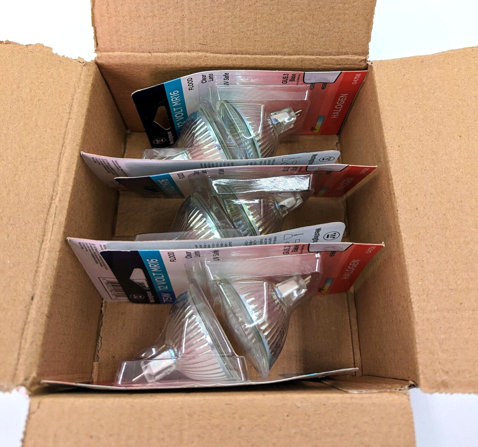 Two (2) Westinghouse 12 Volt Halogen 75-Watt Flood GU5.3 Base Light Bulbs MR16