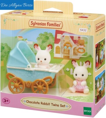 Sylvanian Families 5432 Schokoladenhasen Zwillinge m. Kinderwagen Epoch Neu OVP