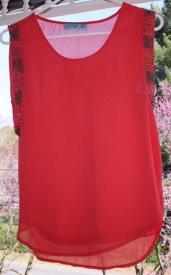 Aina Be Womens Small Orange Beaded Blouse Sleeveless Lined Career Top Boutique