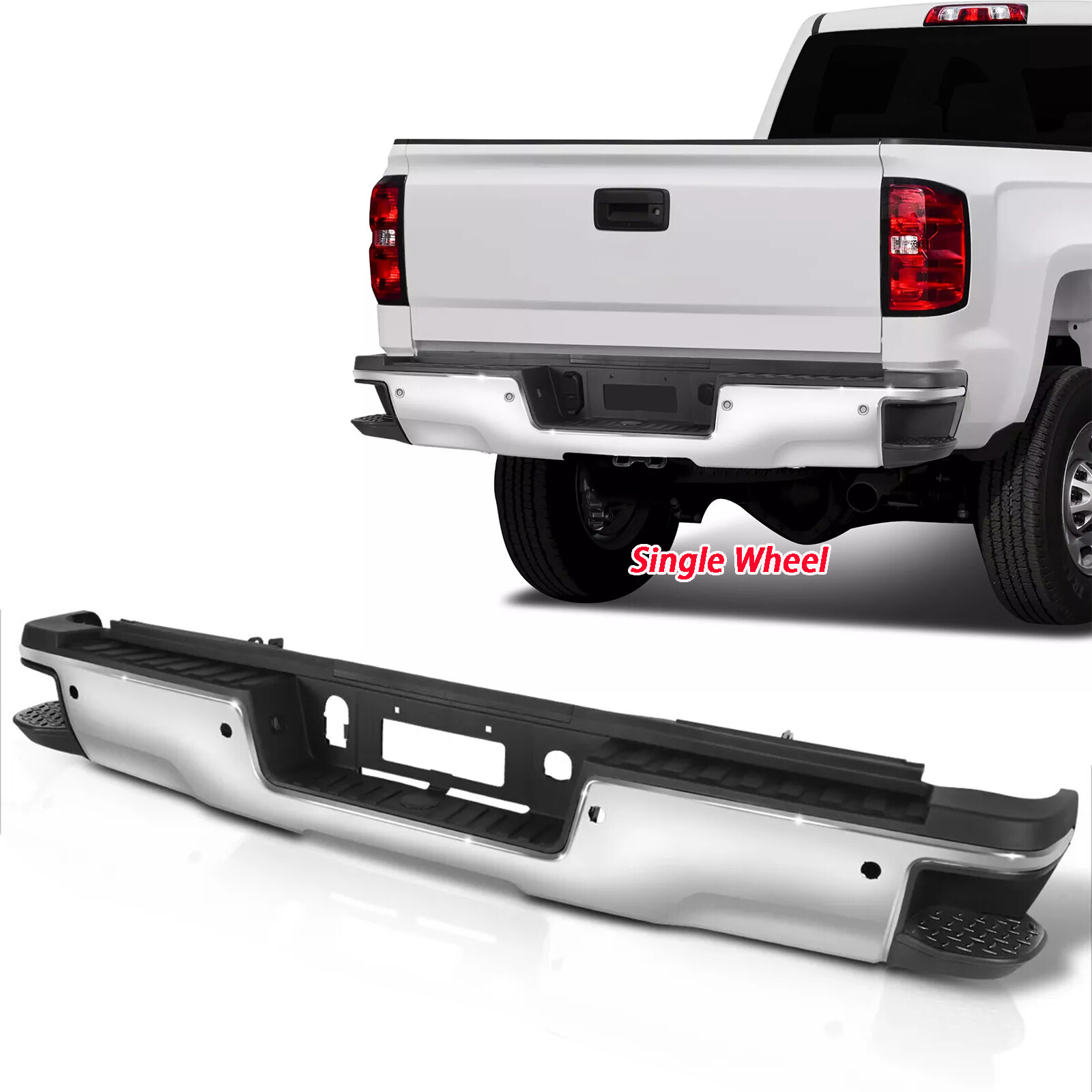 NEW Complete Rear Bumper Assembly For 2015-2019 Sierra Silverado 2500HD 3500 HD