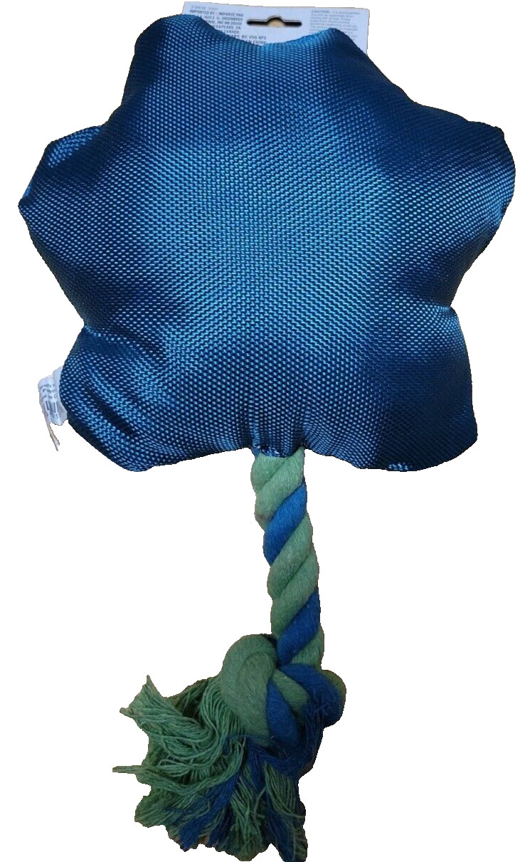 Squeaky Rope Dog Toy Paw Print Blue/Yellow-Brand New-SHIPS N 24 HOURS