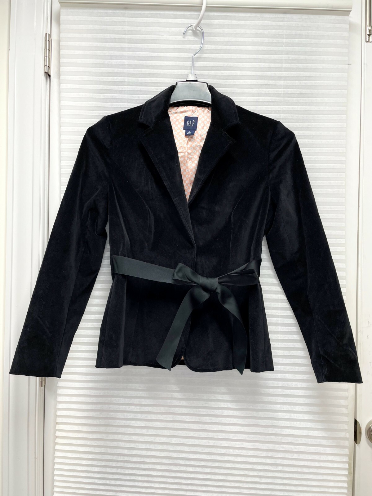 Gap Womens Black Pink Velvet Blazer 