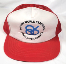 Vintage Expo 86 Vancouver Canada Red Mesh Snapback Trucker Baseball Hat